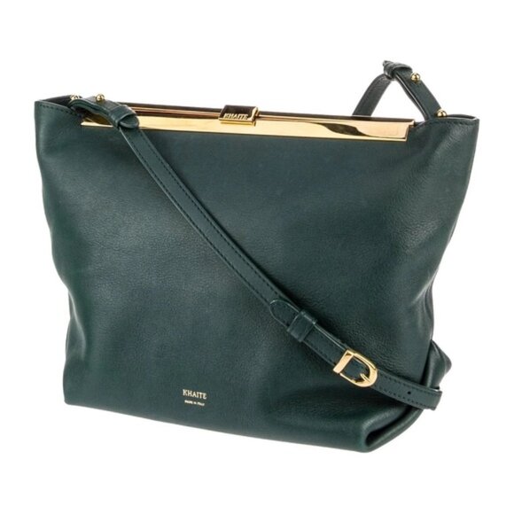 KHAITE Handbags - KHAITE Augusta Leather Cross-Body Bag - Dark Green with Gold Hardware